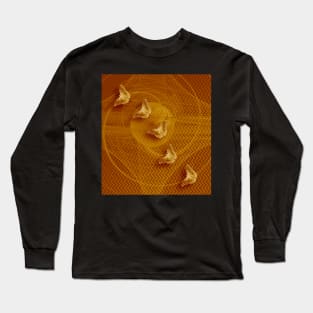 Butterflies, fractal and chevron design in copper Long Sleeve T-Shirt